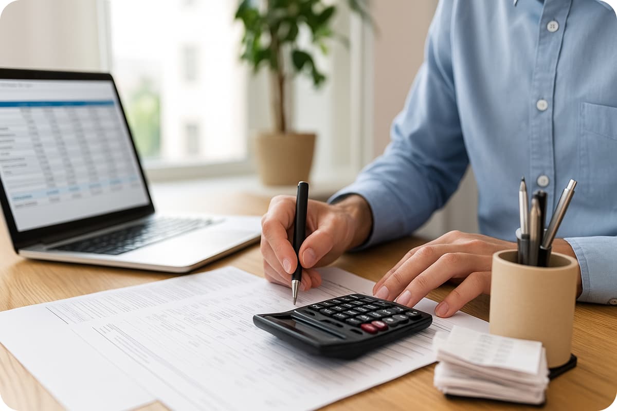 Bookkeeper reviewing financial statements